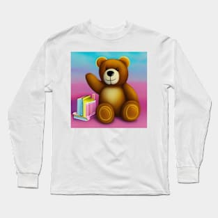 Teddy's Reading Adventure: A Whimsical and Playful Illustration Long Sleeve T-Shirt